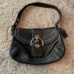 Coach black leather shoulder bag